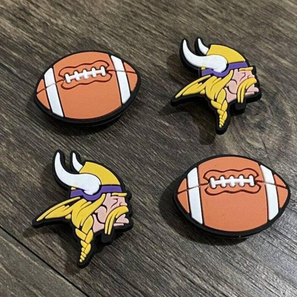 MINNESOTA VIKINGS NFL SET OF 4 SHOE CHARMS FOR CROCS